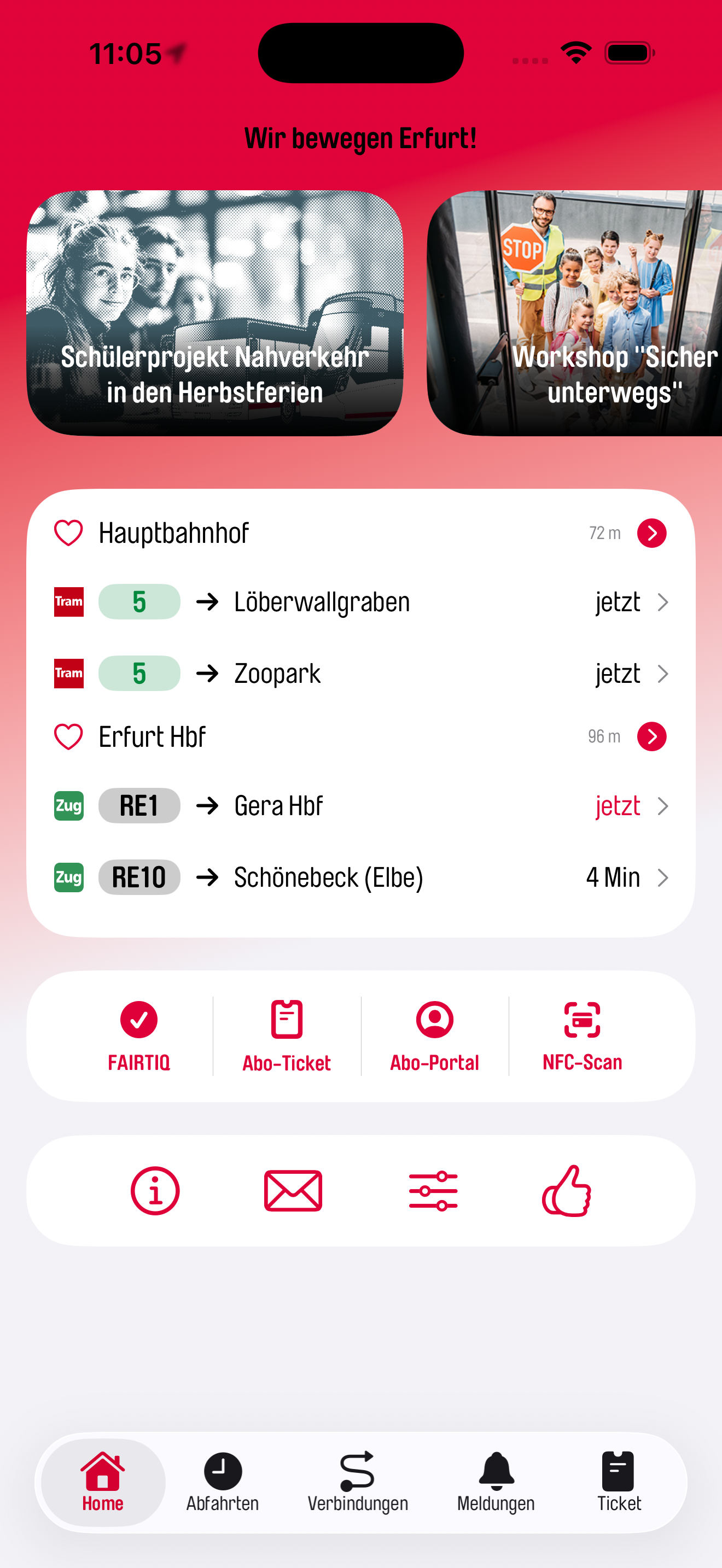 Erfurt mobil App Home Screen